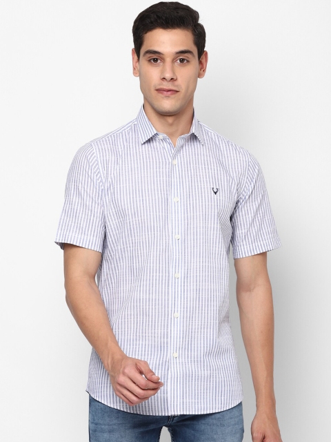 Allen Solly Men Blue & White Slim Fit Striped Cotton Casual Shirt