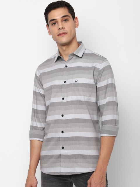 Allen Solly Men Grey Slim Fit Striped Casual Shirt