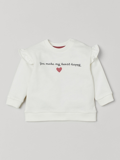H&M Girls White Printed Sweatshirt