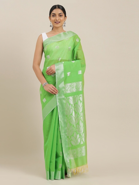 The Chennai Silks Green Silk Cotton Woven Design Maheshwari Saree