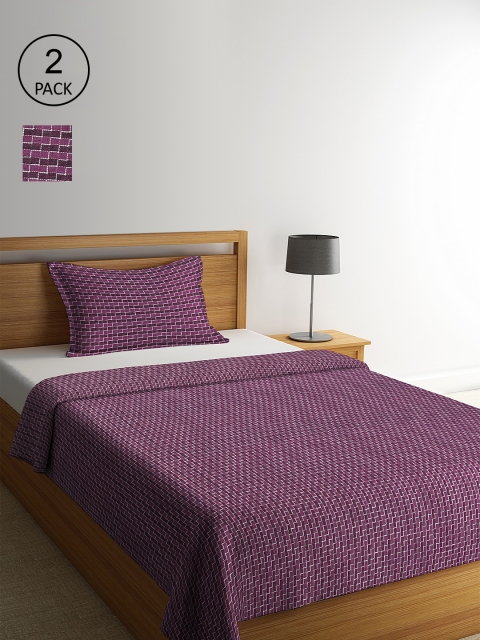 KLOTTHE Set Of 2 Purple & White Geometric Single Bed Covers With 2 Pillow Covers
KLOTTHE Set Of 2 Purple & White Geometric Single Bed Covers With 2 Pillow Covers