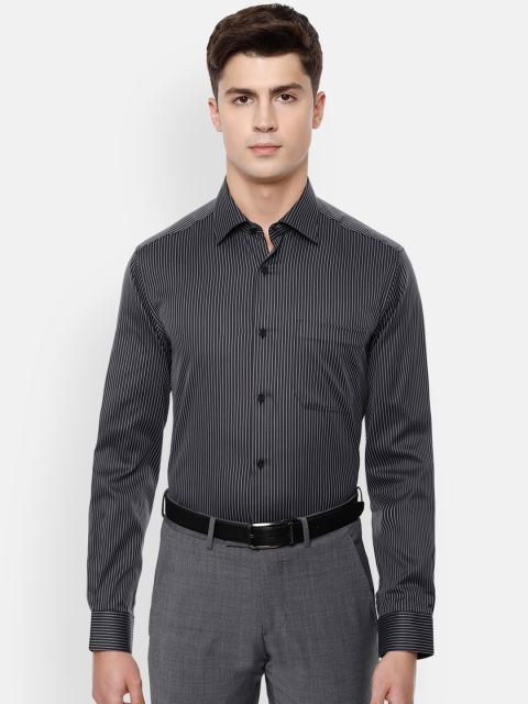 Louis Philippe Men Grey Slim Fit Striped Casual Shirt