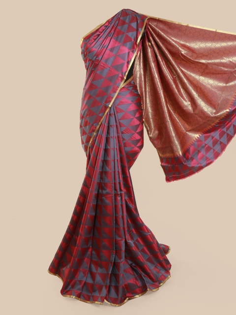 Pothys Grey & Maroon Art Silk Printed Saree