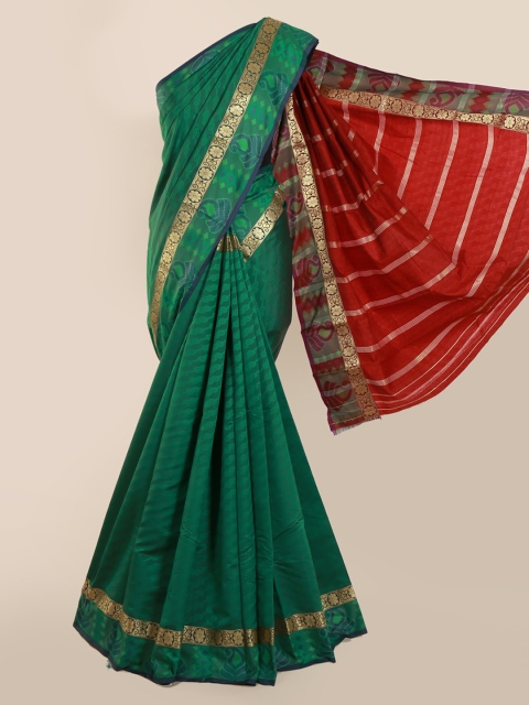 Pothys Green Solid Art Silk Saree