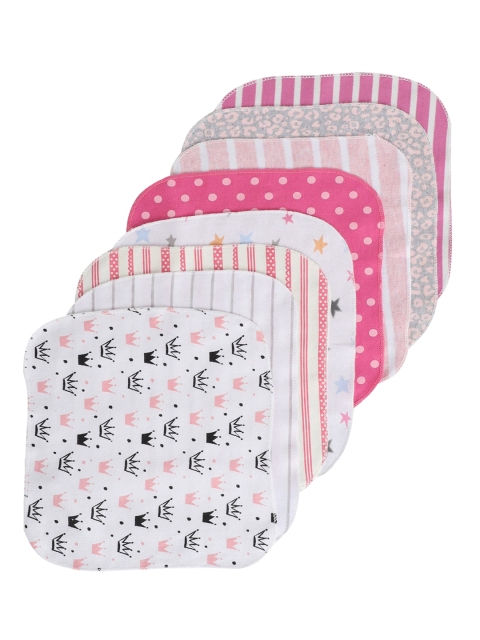BUMZEE Infants Kids Pack Of 8 Assorted Printed 100% Cotton Napkins