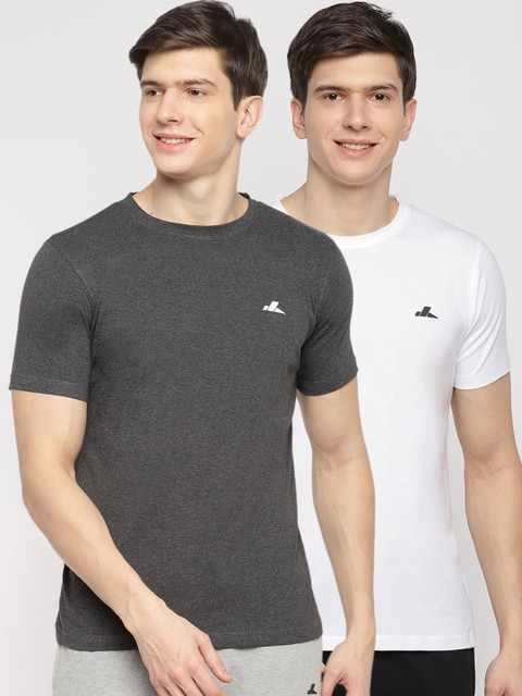 SPARROWHAWK Men Pack of 2 Grey & White Solid Round Neck T-shirt 
SPARROWHAWK Men Pack of 2 Grey & White Solid Round Neck T-shirt