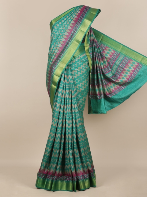 Pothys Green Woven Design Jute Silk Saree