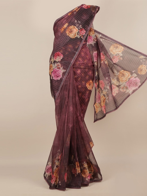Pothys Maroon Printed Tissue Saree