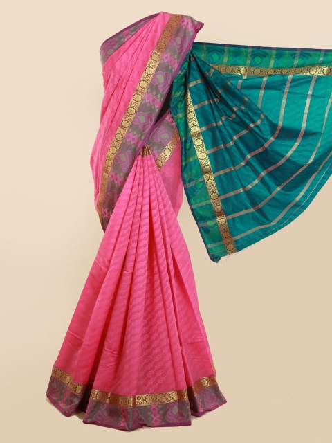 Pothys Pink & Green Art Silk Printed Saree