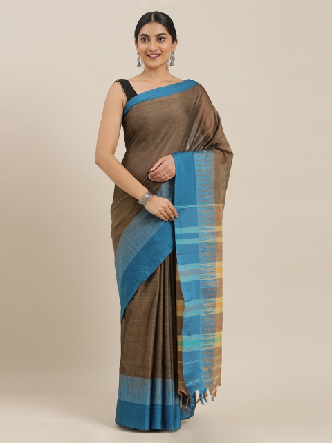 The Chennai Silks Brown Cotton Blend Woven Design Narayan Peth Saree