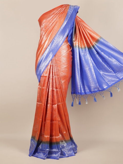 Pothys Orange Woven Design Jute Silk Saree