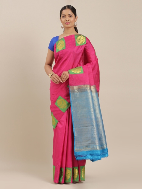 The Chennai Silks Magenta Pure Silk Woven Design Kanjeevaram Saree