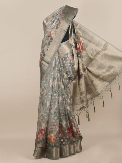 Pothys Grey Woven Design Tissue Saree