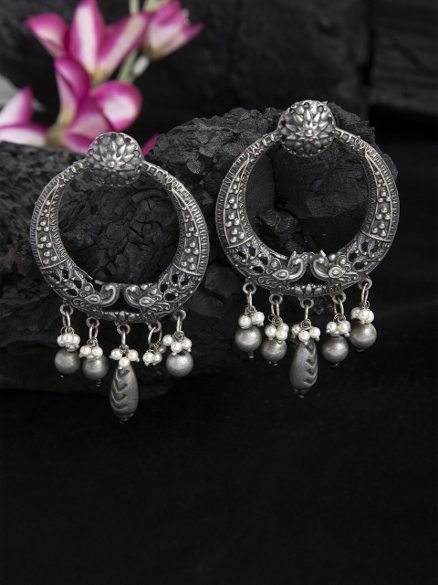 Moedbuille Pearls Studded Tasselled Design Oxidised Silver Plated Handcrafted Tribal Chandbalis
Moedbuille Pearls Studded Tasselled Design Oxidised Silver Plated Handcrafted Tribal Chandbalis