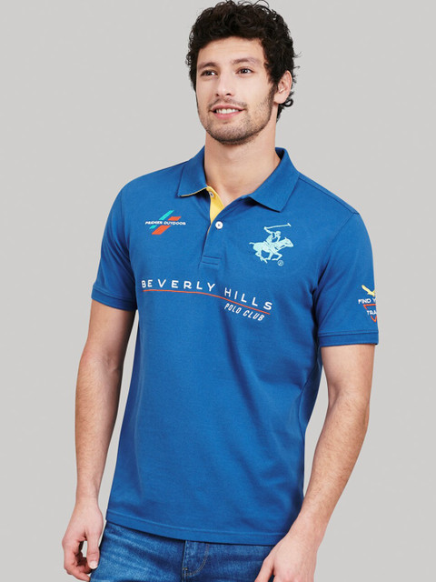 Beverly Hills Polo Club Men Blue Printed Polo Collar T-shirt 
Beverly Hills Polo Club Men Blue Printed Polo Collar T-shirt