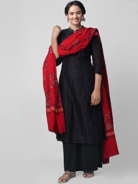 Unnati Silks Red Printed Dupatta