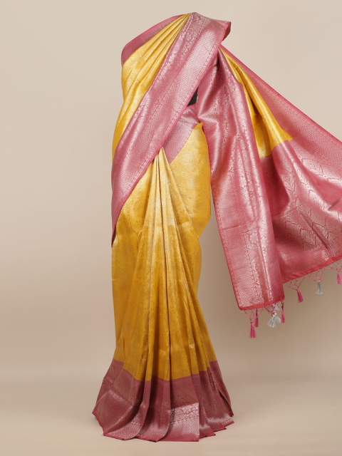 Pothys Yellow Woven Design Jute Silk Saree