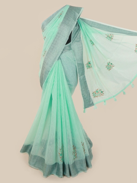 Pothys Green Printed Jute Cotton Saree
