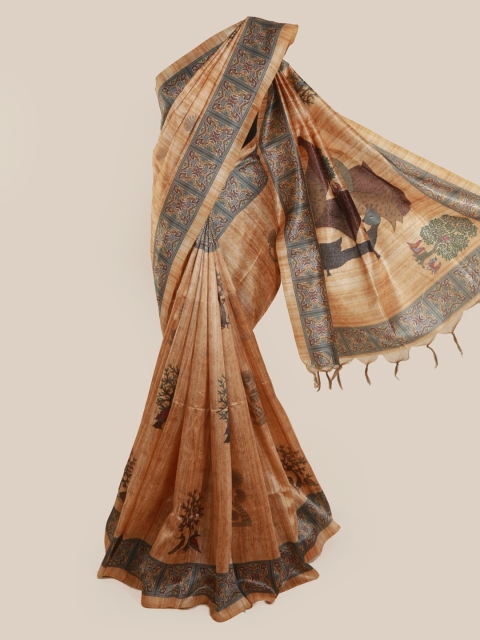 Pothys Cream-Coloured Woven Design Jute Silk Saree