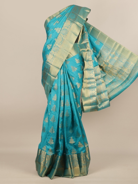 Pothys Blue Woven Design Jute Silk Saree