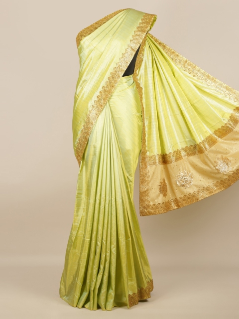 Pothys Green Solid Jute Silk Saree