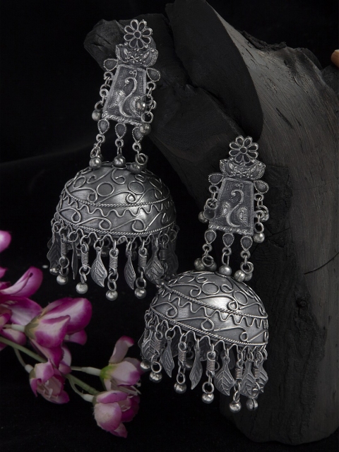 Moedbuille Beads Studded Tribal Design Oxidised Silver Plated Handcrafted Chandelier Jhumkas
Moedbuille Beads Studded Tribal Design Oxidised Silver Plated Handcrafted Chandelier Jhumkas