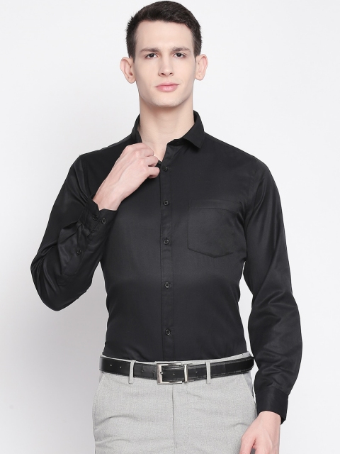 Solemio Men Black Regular Fit Solid Casual Shirt