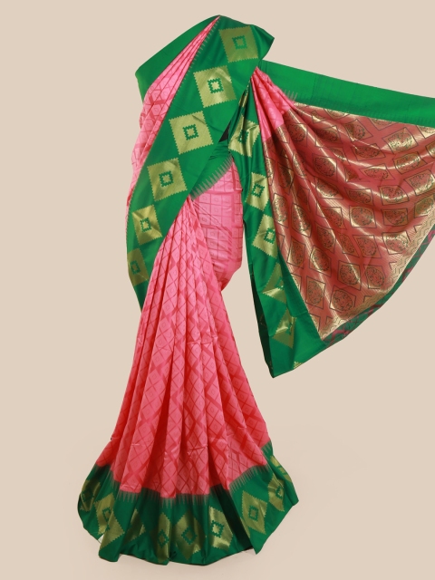 Pothys Pink & Green Art Silk Woven Design Saree