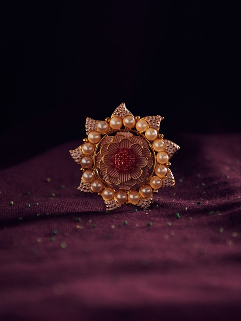 PANASH Gold-Plated Pink & White Stone-Studded Pearl Embellished Enamelled Handcrafted Finger Ring
PANASH Gold-Plated Pink & White Stone-Studded Pearl Embellished Enamelled Handcrafted Finger Ring