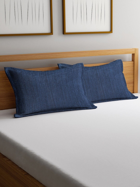 KLOTTHE Set Of 2 Blue Woven Design Pillow Covers