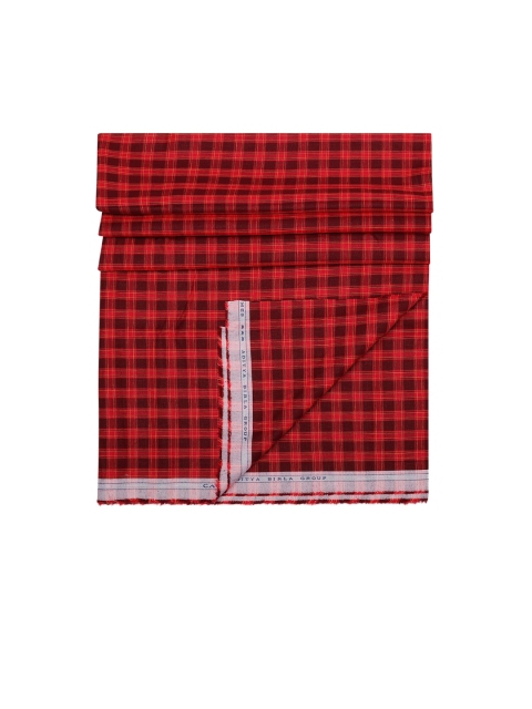 CAVALLO by Linen Club Men Red & Black Checked Shirt Clothing Fabric