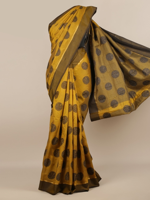 Pothys Mustard Yellow Woven Design Jute Silk Saree