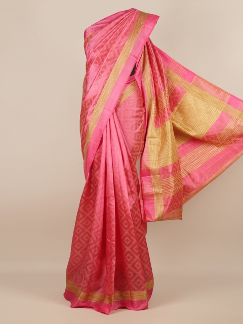 Pothys Pink Woven Design Jute Silk Saree