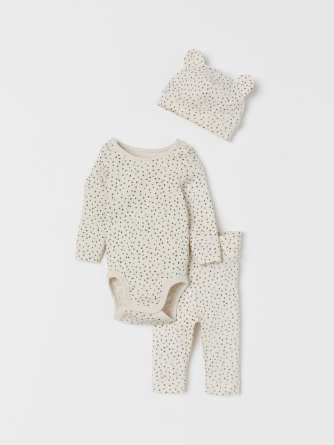 H&M Infant Kids Off White 3-piece Cotton Jersey Set