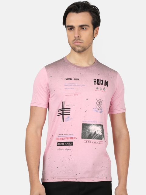 Monte Carlo Men Pink Printed Round Neck T-shirt