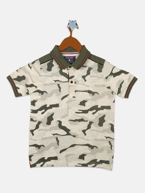 Monte Carlo Boys Brown Printed Polo Collar T-shirt