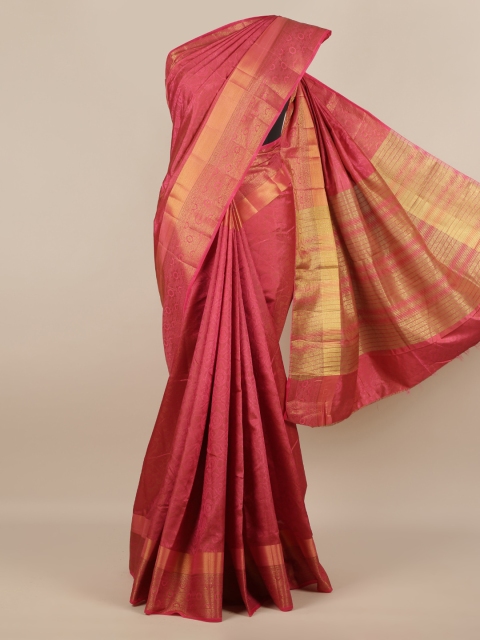 Pothys Pink & Gold-Toned Jute Silk Woven Design Saree