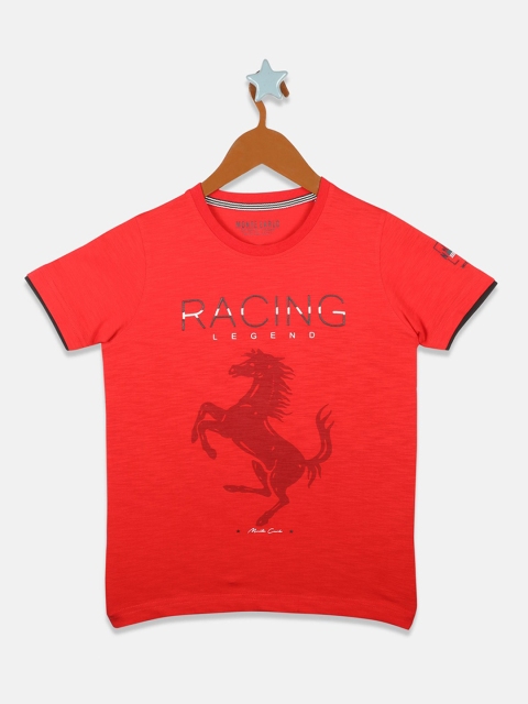 Monte Carlo Boys Red Printed Round Neck T-shirt