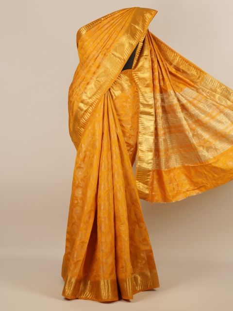 Pothys Mustard Woven Design Jute Silk Saree