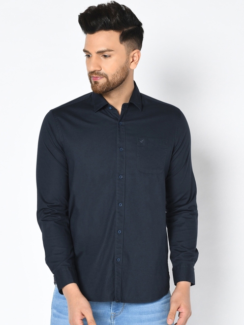 Blackberrys Men Navy Blue Slim Fit Solid Casual Shirt