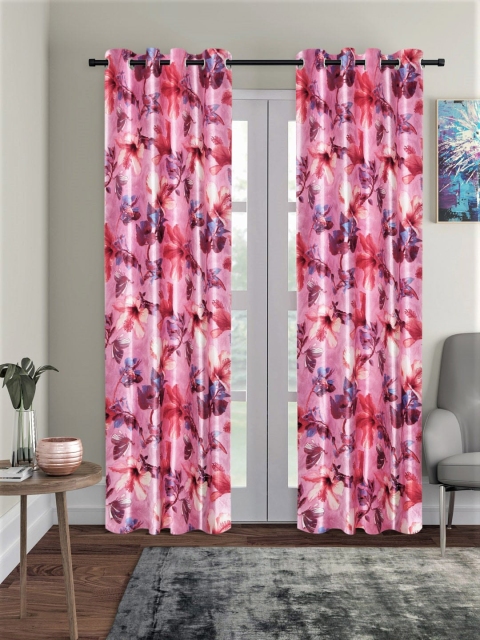 Home Sizzler Pink & Blue Set of 2 Curtains