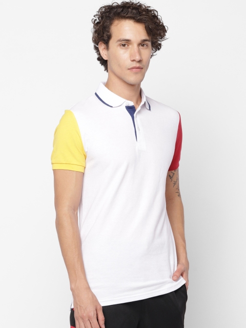 FOREVER 21 Men White Solid Polo Collar T-shirt