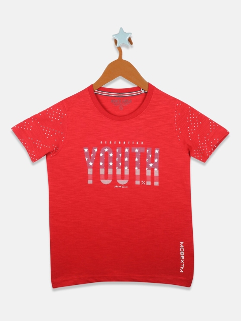 Monte Carlo Boys Red Printed Round Neck T-shirt