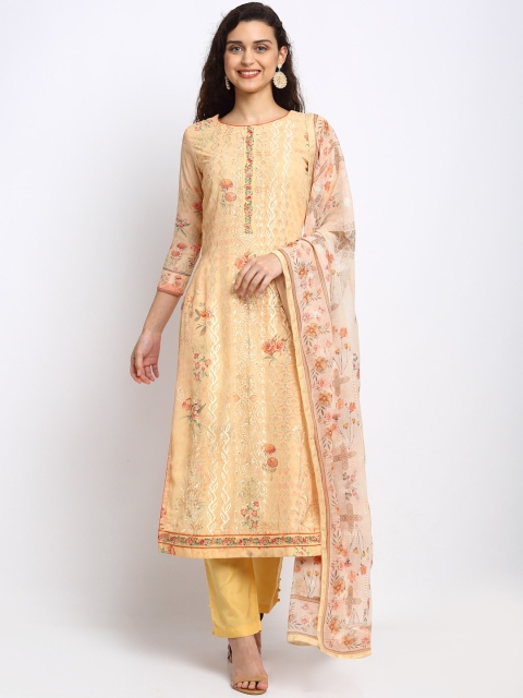 Stylee LIFESTYLE Yellow Poly Georgette Unstitched Dress Material
