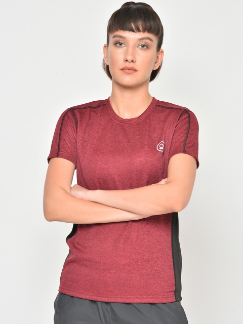 Chkokko Women Maroon Solid Round Neck T-shirt