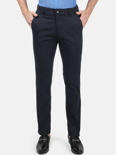 Monte Carlo Men Navy Blue Regular Fit Solid Formal Trousers