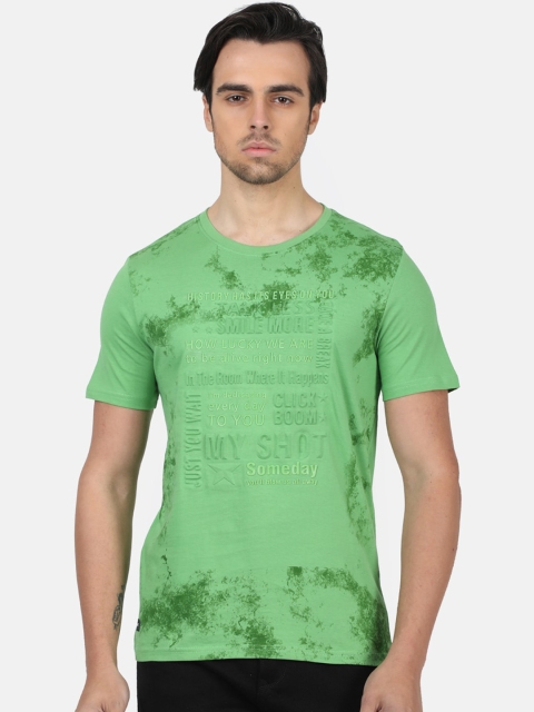Monte Carlo Men Green Printed Round Neck T-shirt