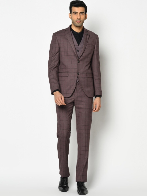 Blackberrys Men Purple & Black Checked Slim-Fit Single-Breasted 3-Piece Formal Suit
Blackberrys Men Purple & Black Checked Slim-Fit Single-Breasted 3-Piece Formal Suit
