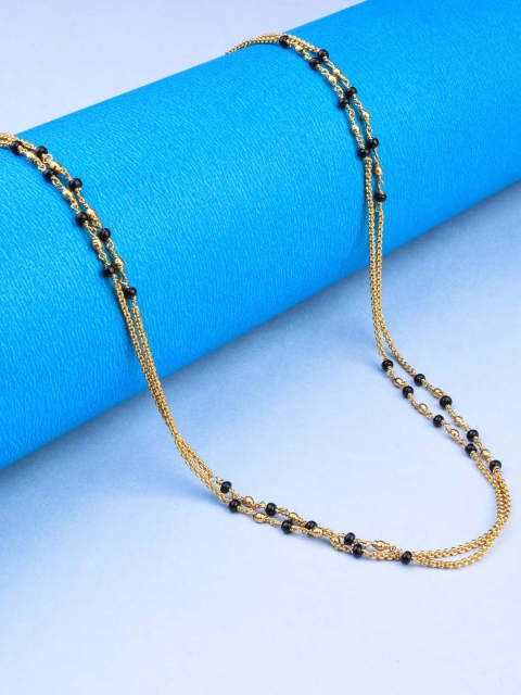 Alankruthi Gold-Toned & Black Brass Gold-Plated Layered Chain