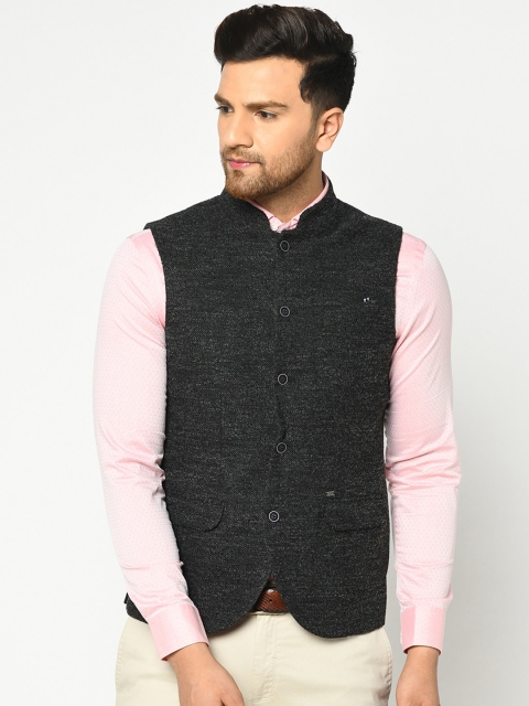 Blackberrys Men Charcoal Grey Woven Nehru Jacket